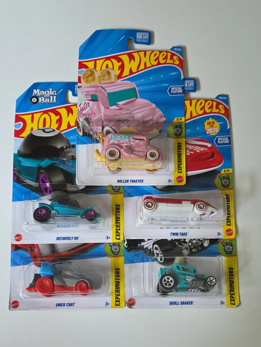 Hot Wheels Experimotors  Toaster, Quick Chat, Magic 8, Skull Shaker, Twin Tags
